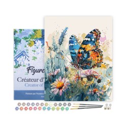 Peinture par numéros Papillon et Fleurs sur châssis 40x50cm