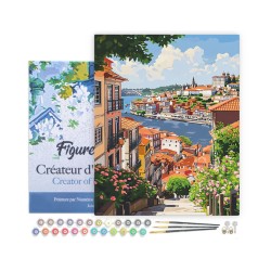 Peinture par numéros Vue sur le fleuve à Porto sur châssis 40x50cm