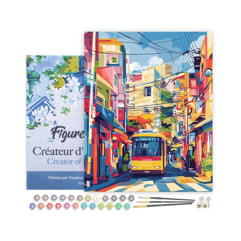 Peinture par numéros Bus de la Ville de Tokyo sur châssis 40x50cm