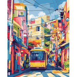 Peinture par numéros Bus de la Ville de Tokyo sur châssis 40x50cm