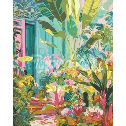 Peinture par numéros Porte tropicale sur châssis 40x50cm