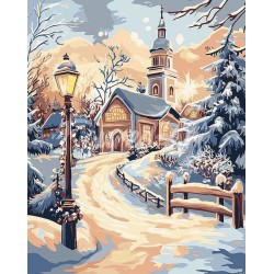 Peinture par numéros Chemin vers la Chapelle sur châssis 40x50cm