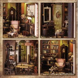 Kit maquette Book Nook en bois - Agence de détectives Rose