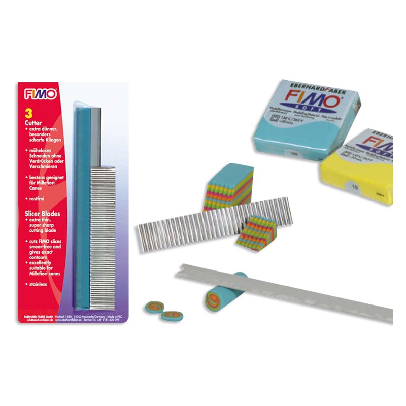 Cutter pour pâte Fimo, 3 lames assorties