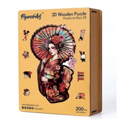Puzzle en bois 2D x200pcs - Geisha et Ombrelle