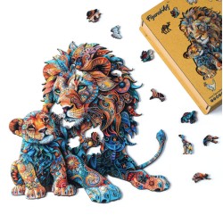 Puzzle en bois 2D x200pcs - Lion et lionceau
