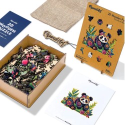 Puzzle en bois 2D x200pcs - Panda floral