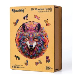 Puzzle en bois 2D x200pcs - Loup vibrant