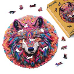 Puzzle en bois 2D x200pcs - Loup vibrant