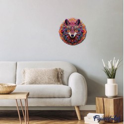 Puzzle en bois 2D x200pcs - Loup vibrant