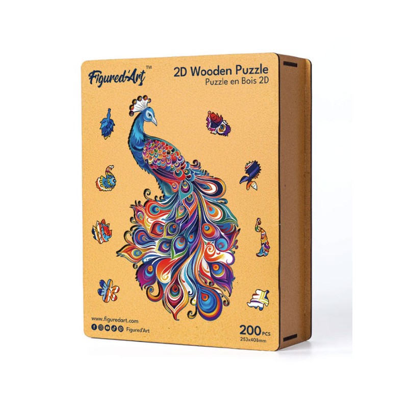 Puzzle en bois 2D x200pcs - Paon