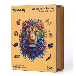 Puzzle en bois 2D x200pcs - Lion vibrant