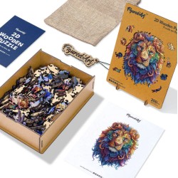 Puzzle en bois 2D x200pcs - Lion vibrant