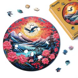 Puzzle en bois 2D x200pcs - Scène de Montagne au coucher du soleil