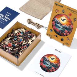 Puzzle en bois 2D x200pcs - Scène de Montagne au coucher du soleil