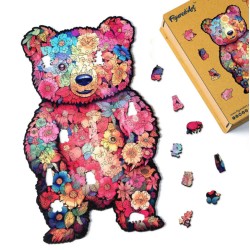 Puzzle en bois 2D x200pcs - Ours en peluche floral