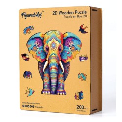 Puzzle en bois 2D x200pcs - Elephant majestueux