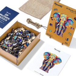 Puzzle en bois 2D x200pcs - Elephant majestueux