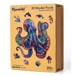 Puzzle en bois 2D x200pcs - Poulpe coloré