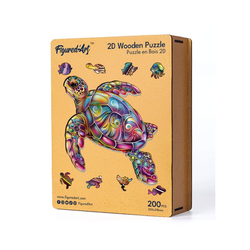 Puzzle en bois 2D x200pcs - Tortue de mer