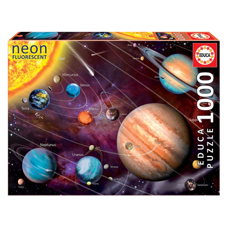 Puzzle 1000 pièces - Système solaire "néon"