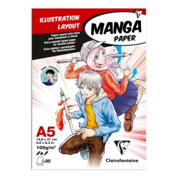 Bloc de papier layout spécial manga 100 g/m², 50 fls collées petit côté