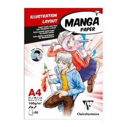 Bloc de papier layout spécial manga 100 g/m², 50 fls collées petit côté