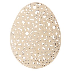 Silhouette en bois ajouré 30cm Saute-mouton - Oeuf avec fleurs