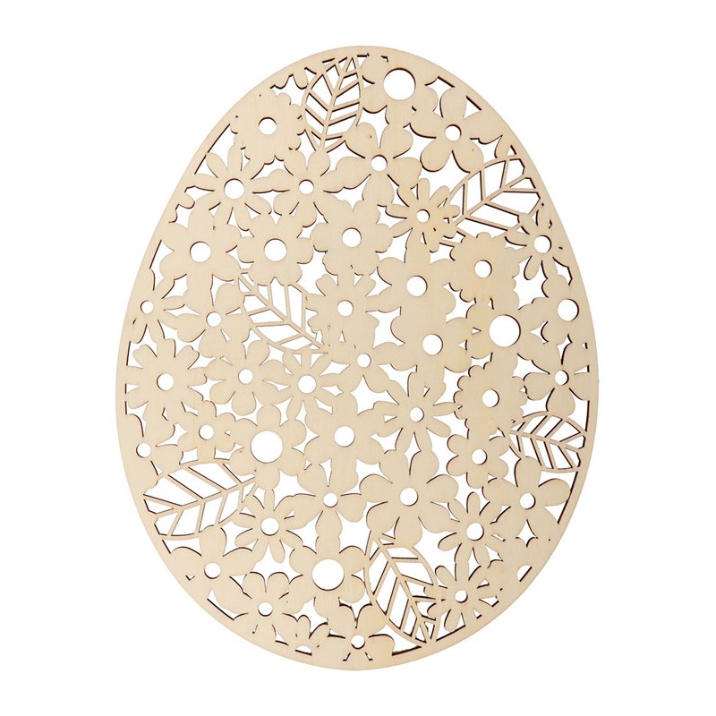 Silhouette en bois ajouré 30cm Saute-mouton - Oeuf avec feuilles