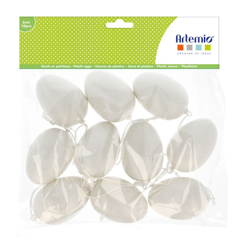 Oeufs en plastique ø6cm avec suspension x10pcs