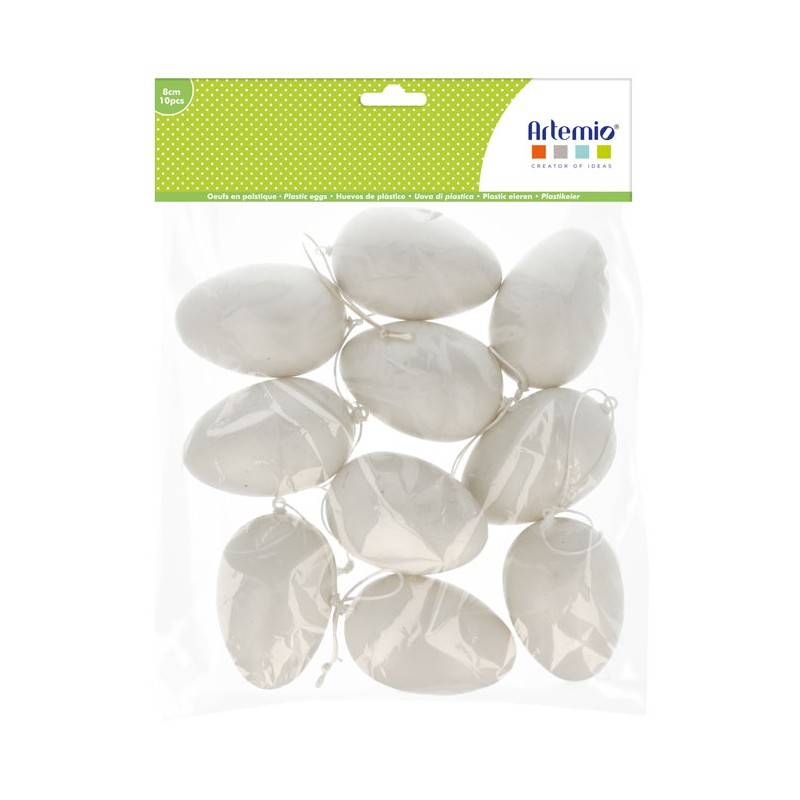 Oeufs en plastique ø8cm avec suspension x10pcs