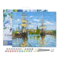 Peinture par numéros Bateaux naviguant sur la Seine, Monet sur châssis 40x50 cm
