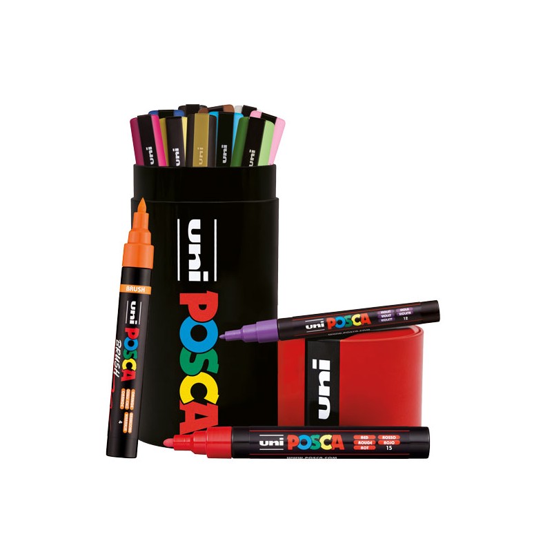 Sélection 13 marqueurs POSCA dans un pot à crayon métal Collector