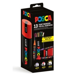 Sélection 13 marqueurs POSCA dans un pot à crayon métal Collector