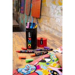 Sélection 13 marqueurs POSCA dans un pot à crayon métal Collector