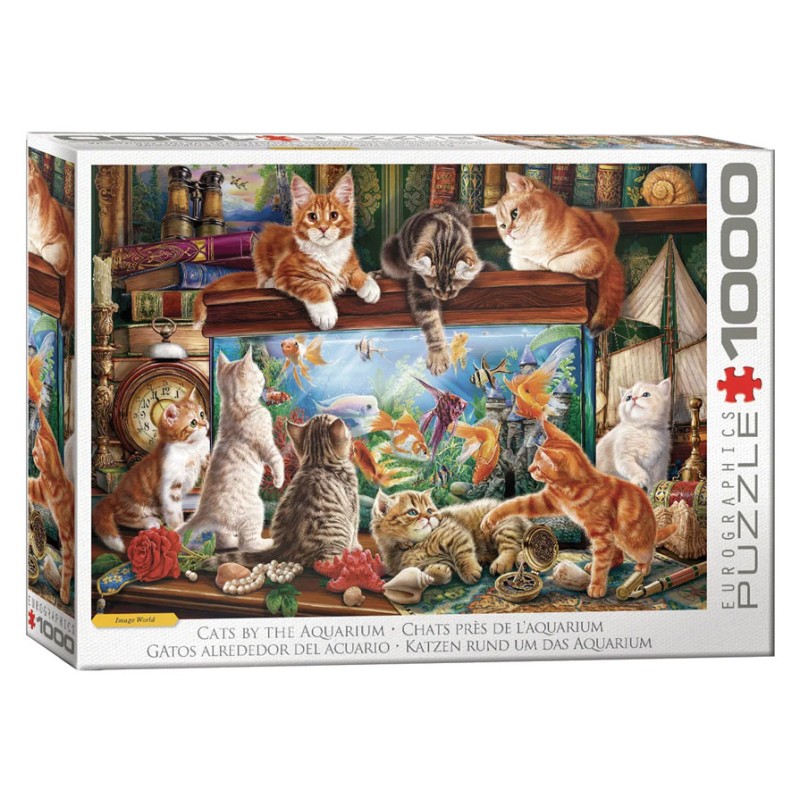 Puzzle 1000 pièces - Chats près de l'aquarium