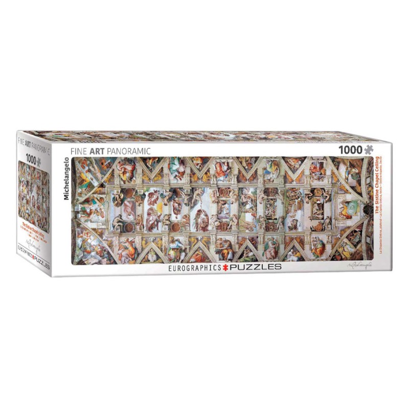 Puzzle 1000 pièces - Panoramique La chapelle Sixtine, plafond, de Michelangelo
