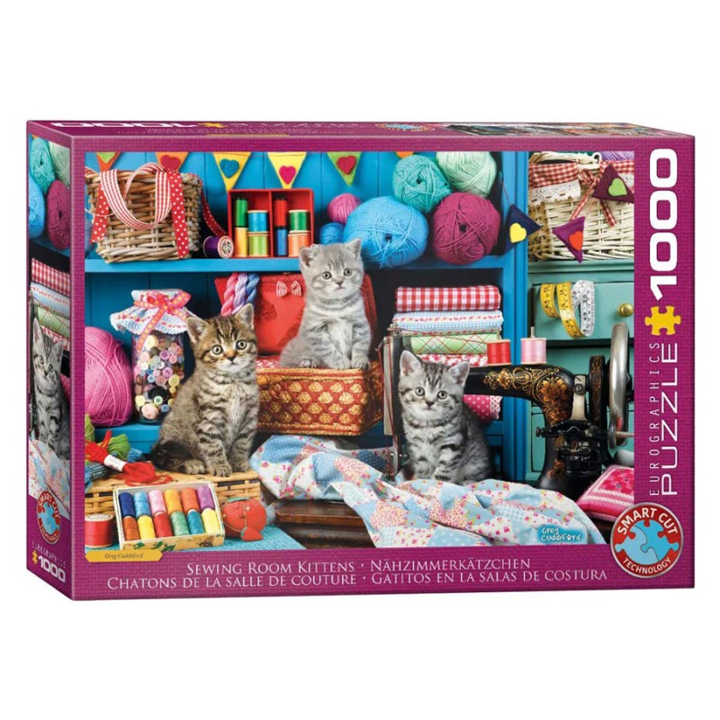 Puzzle 1000 pièces - Chatons dans la salle de couture