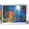 Puzzle 1000 pièces - Cabane du lac lune