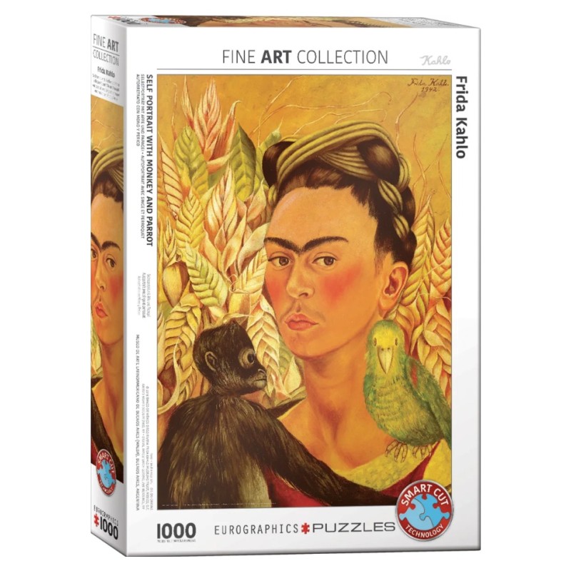 Puzzle 1000 pièces - Autoportait avec singe et perroquet, de Frida Kahlo