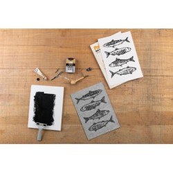 Coffret complet d'initiation à la linogravure Brause