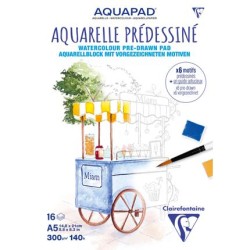 Bloc aquarelle prédessiné Les Gourmandises, 16 fls 300 g/m² 14.8x21 cm