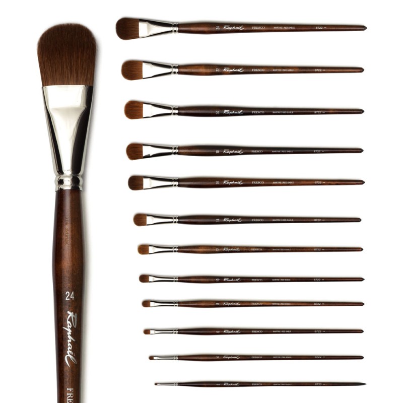 Brosses usées bombées Fresco en martre rouge, série 8722