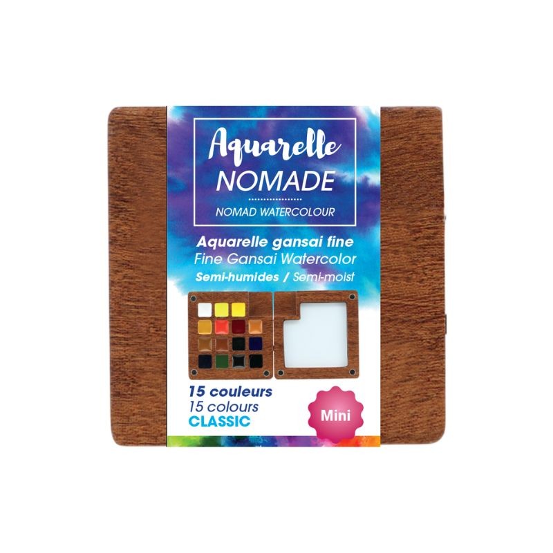 Mini-palette aquarelle Gansaï en bois - Art & Go