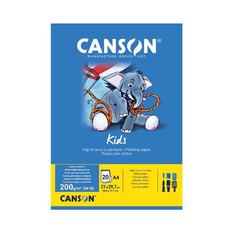 Bloc Papier Canson Kids Peinture A4 200g/m²