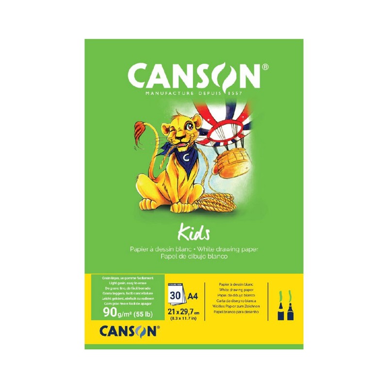 Bloc Papier Canson Kids Dessin A4 90g/m²