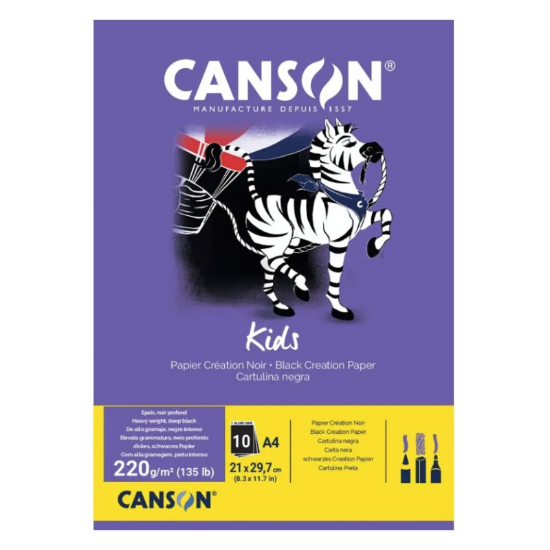 Bloc Papier Canson Kids Noir A4 220g/m²