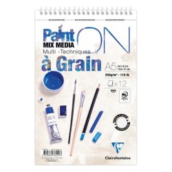 Bloc multi-technique spiralé Paint On à Grain 250 g/m² de 12 fls