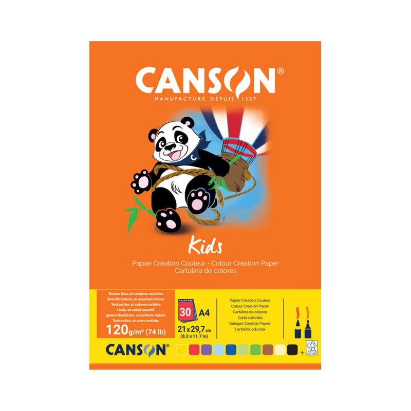 Bloc Papier Canson Kids Couleur A4 120g/m²