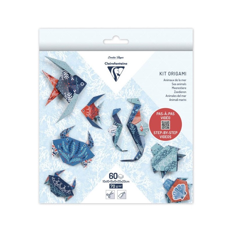 Pochette Origami 60 fls 3 formats 70gr - Animaux de la mer